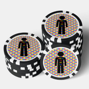 LGBTQ Gay Man Silhouette and Rainbow Men Poker Chips