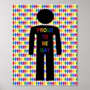 LGBTQ Gay Man Silhouette and Rainbow Men Poster