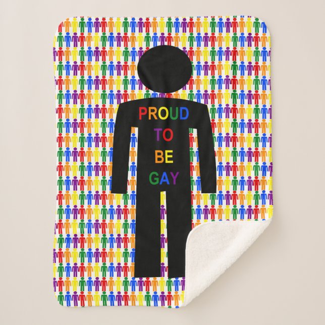 LGBTQ Gay Man Silhouette and Rainbow Men Sherpa Blanket (Front)