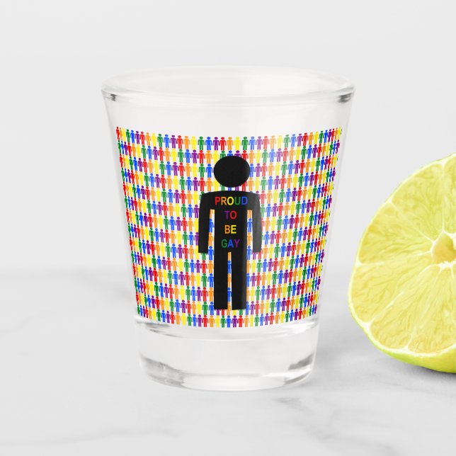 LGBTQ Gay Man Silhouette and Rainbow Men Shot Glass (Front)