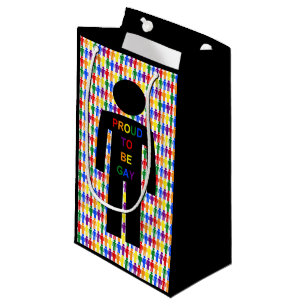 LGBTQ Gay Man Silhouette and Rainbow Men Small Gift Bag
