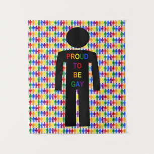 LGBTQ Gay Man Silhouette and Rainbow Men Tapestry