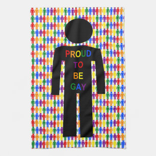 LGBTQ Gay Man Silhouette and Rainbow Men Tea Towel