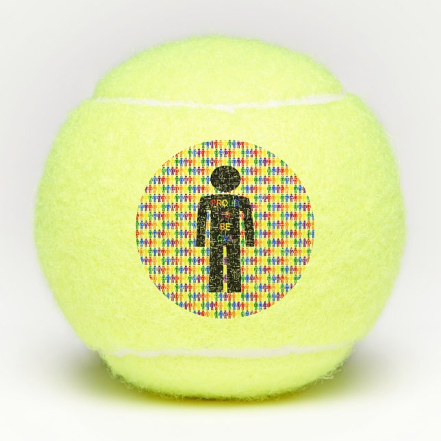 LGBTQ Gay Man Silhouette and Rainbow Men Tennis Balls (Front)