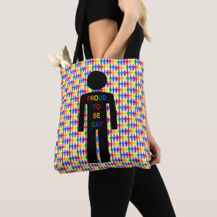 LGBTQ Gay Man Silhouette and Rainbow Men Tote Bag