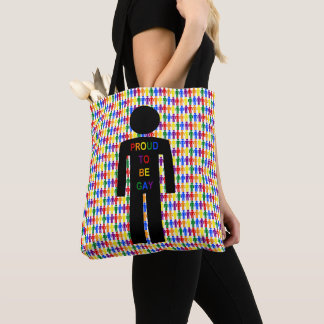 LGBTQ Gay Man Silhouette and Rainbow Men Tote Bag