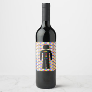 LGBTQ Gay Man Silhouette and Rainbow Men Wine Label