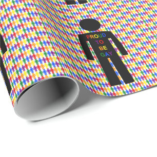 LGBTQ Gay Man Silhouette and Rainbow Men Wrapping Paper