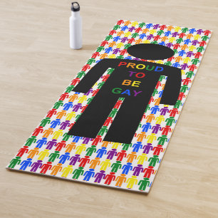 LGBTQ Gay Man Silhouette and Rainbow Men Yoga Mat