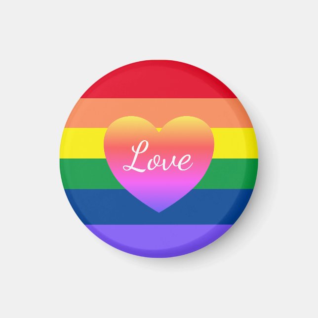LGBTQ Gay Pride Colourful Rainbow Heart Love Magnet (Front)