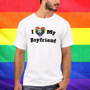 LGBTQ Gay Pride Custom Photo I Love My Boyfriend T-Shirt