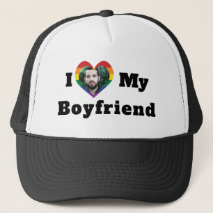 LGBTQ Gay Pride Custom Photo I Love My Boyfriend Trucker Hat