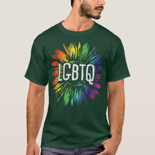 LGBTQ Gay Pride Cute Sunflower Rainbow Flag Proud  T-Shirt