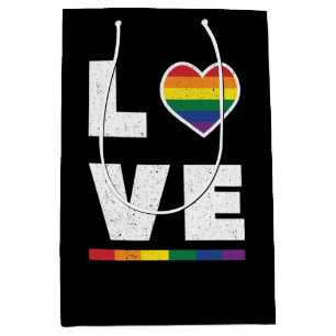 LGBTQ Gay Pride Flag Distressed Grunge Love Medium Gift Bag
