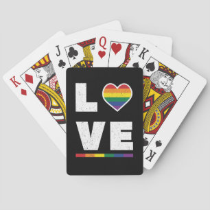 LGBTQ Gay Pride Flag Distressed Grunge Love Playing Cards