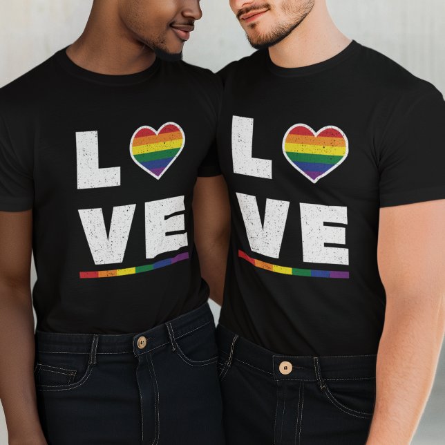 LGBTQ Gay Pride Flag Distressed Grunge Love T-Shirt (Creator Uploaded)