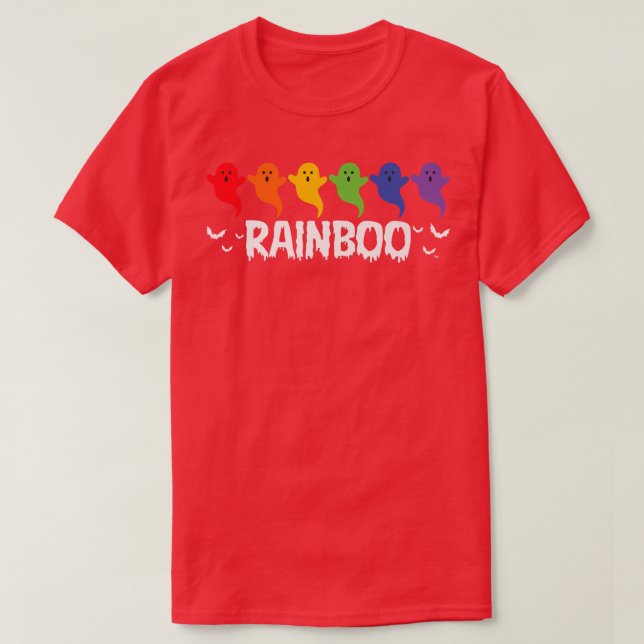 LGBTQ Gay Pride Ghost Rainbow Rainboo Funny Hallow T-Shirt (Design Front)