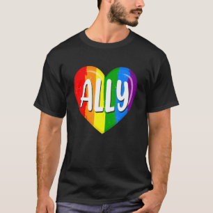 Lgbtq Gay Pride Lgbt Ally Rainbow Flag Heart Retro T-Shirt