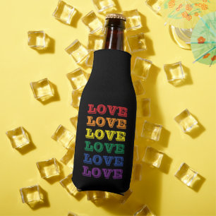 LGBTQ Gay Pride Love Customisable Repeated Text Bottle Cooler