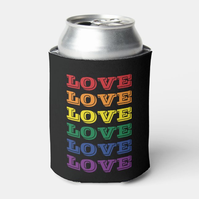 LGBTQ Gay Pride Love Customisable Repeated Text Can Cooler (Can Front)