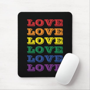 LGBTQ Gay Pride Love Customisable Repeated Text Mouse Mat