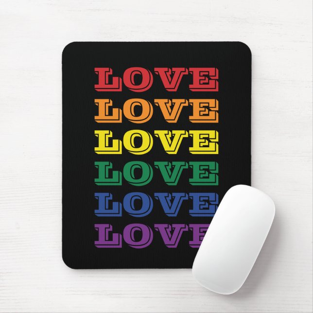  LGBTQ Gay Pride Love Customisable Repeated Text Mouse Mat (With Mouse)
