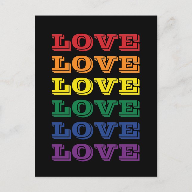 LGBTQ Gay Pride Love Customisable Repeated Text Postcard (Front)