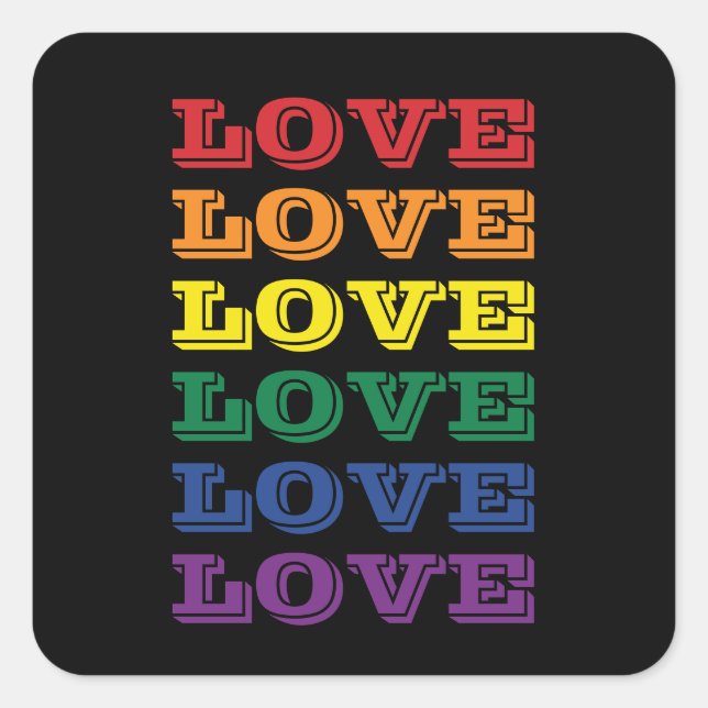 LGBTQ Gay Pride Love Customisable Repeated Text Square Sticker (Front)