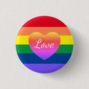 LGBTQ Gay Pride Love Rainbow Heart 3 Cm Round Badge