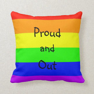 LGBTQ gay pride rainbow flag proud and out Cushion