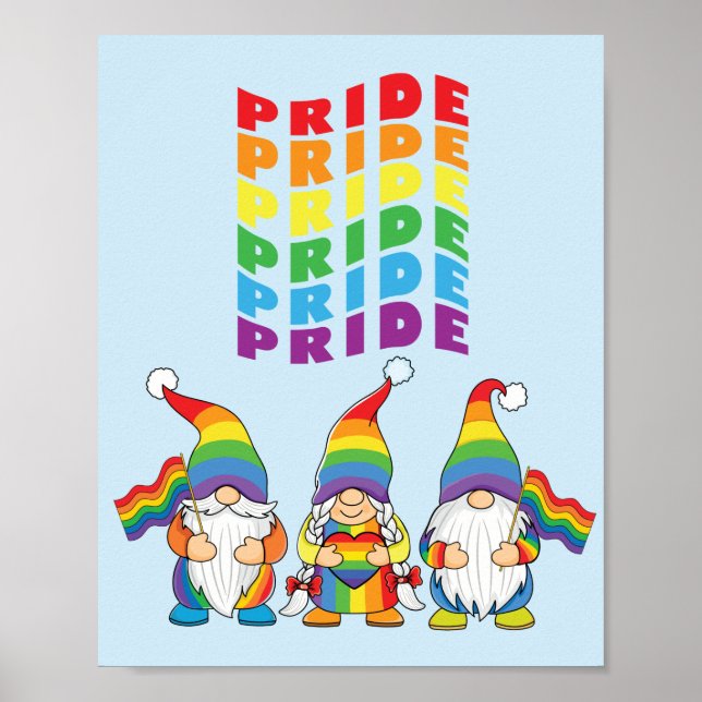 LGBTQ Gay Pride  Rainbow Gnomes Poster (Front)