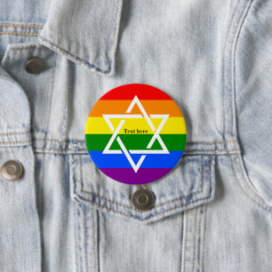 LGBTQ Gay Rainbow Flag Jewish Star of David  7.5 Cm Round Badge