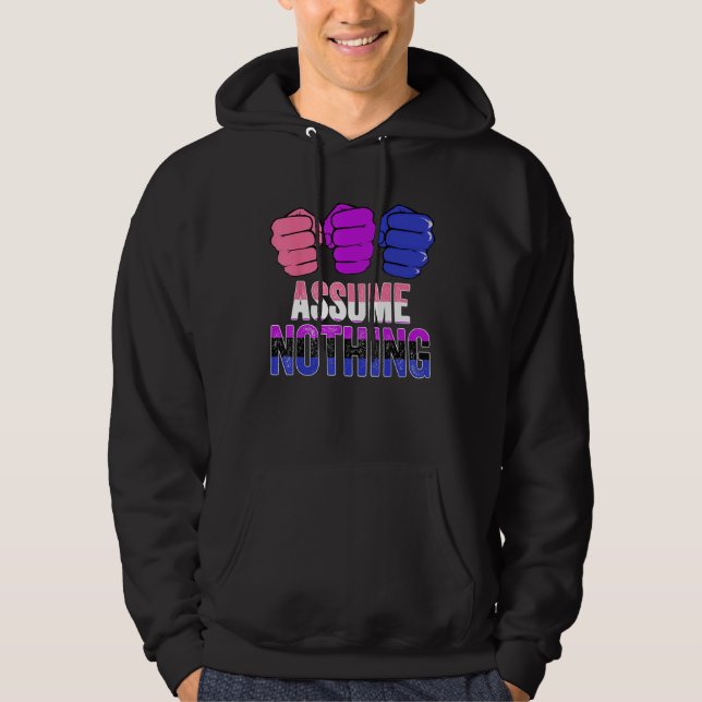 LGBTQ Genderfluid Pride Assume Nothing Gender Flui Hoodie (Front)