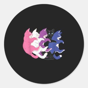 Lgbtq Genderfluid Pride Flag - Cats Pile Genderflu Classic Round Sticker