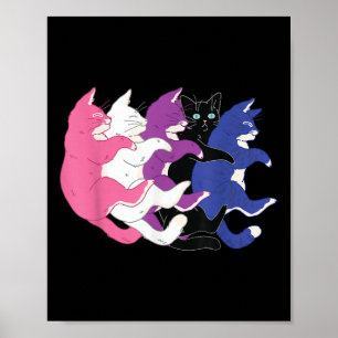 Lgbtq Genderfluid Pride Flag - Cats Pile Genderflu Poster