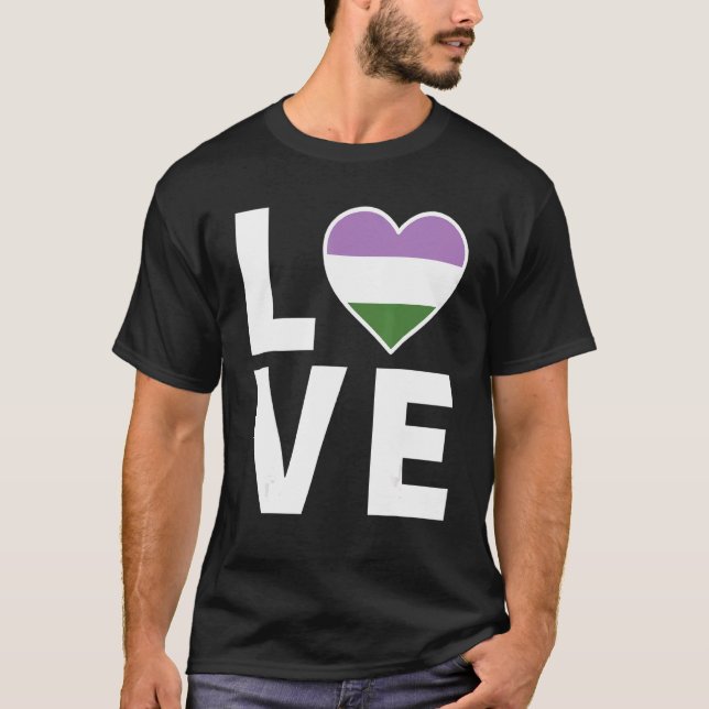 Lgbtq Genderqueer Flag Heart  Lgbtqia+ Love Gender T-Shirt (Front)