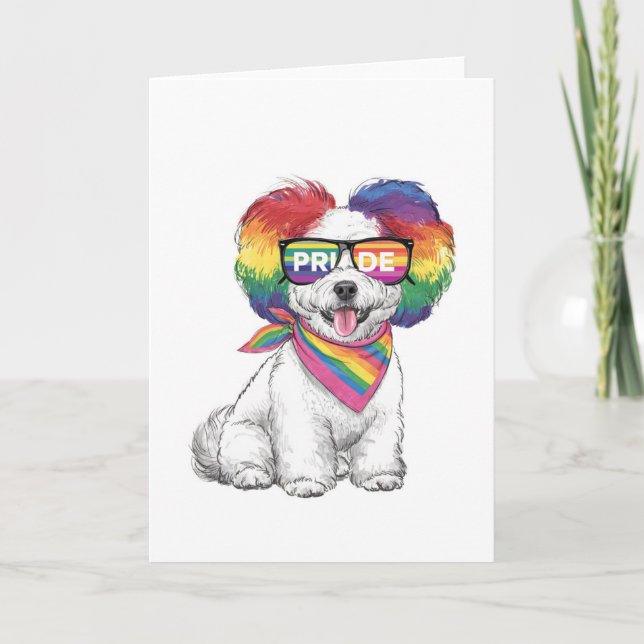 LGBTQ+ General Greetings Card - Rainbow Pup (Front)