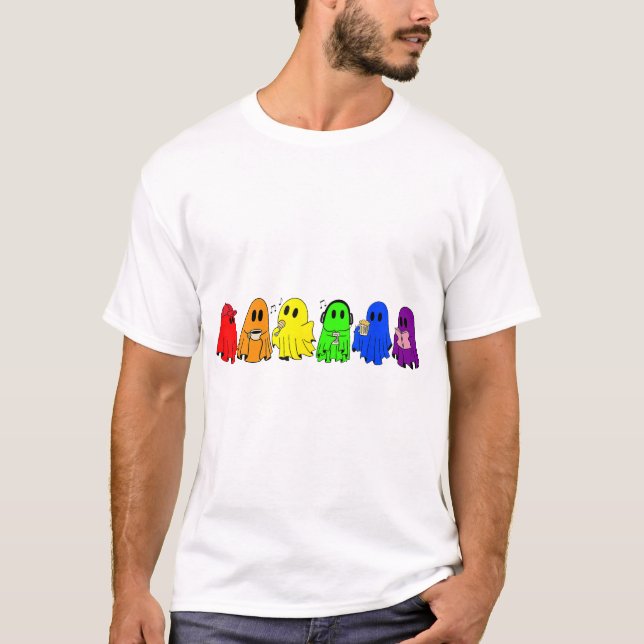 Lgbtq Ghost Lgbt Halloween Ghost Rainbow Gay T-Shirt (Front)