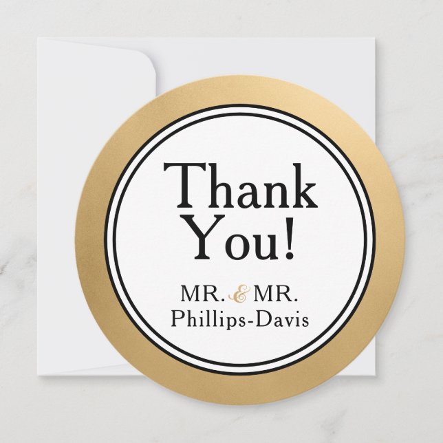 LGBTQ Gold Modern Thank You Note  Invitation (Front)