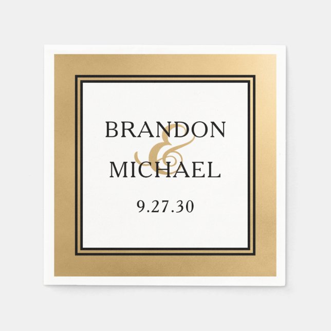 LGBTQ Gold Modern Wedding Napkins (Front)