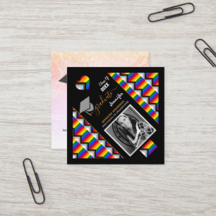 LGBTQ Graduate & Rainbow Progress Flag Graduation Square Business Card