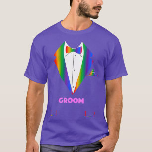 LGBTQ Groom   Tuedo Rainbow Gay Pride Lesbian T-Shirt