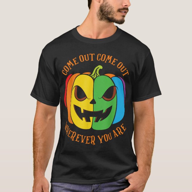 Lgbtq Halloween Pumpkin Jack O Lantern Gay Lesbian T-Shirt (Front)