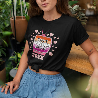 LGBTQ Happy Pride Month, TV with Lesbian Flag T-Shirt