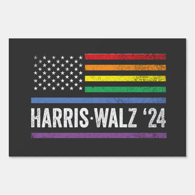 LGBTQ Harris Walz American Flag Election 2024 Garden Sign Zazzle