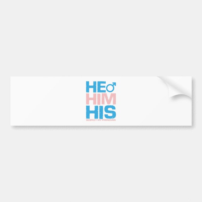  LGBTQ He Him His Respect My Gender Pronouns Bumper Sticker (Front)