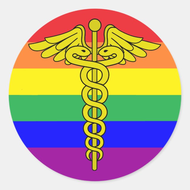 LGBTQ Healthcare Caduceus Sticker (Front)