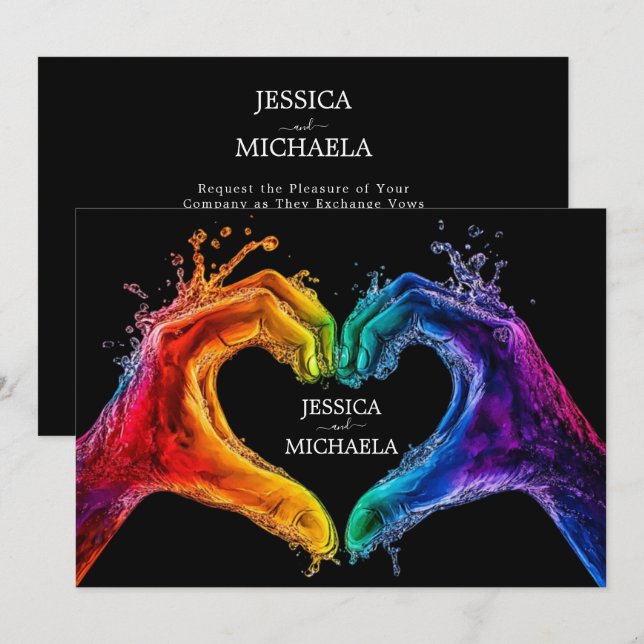 🌈❤️ LGBTQ Heart of Pride wedding Invitation (Front/Back)