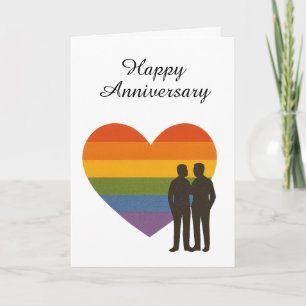 LGBTQ+ Heart Pride Anniversary – Gay Couple Love  Card