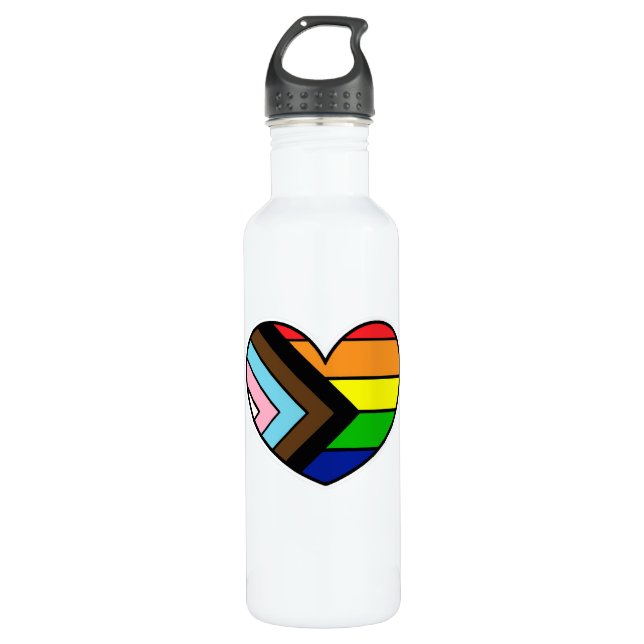 LGBTQ+ Heart Stainless Steel Water Bottle (Front)